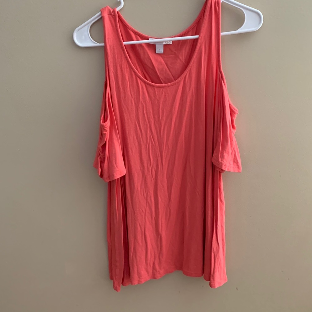 Peach cold shoulder dress top